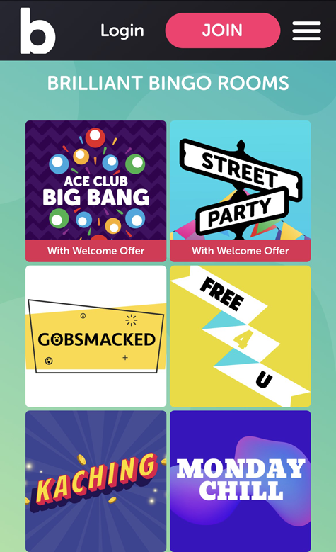 a screenshot of the Bounce Bingo mobile homepage