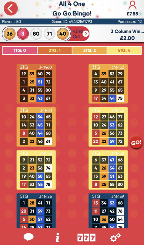 a screenshot of a bingo game in progress at Buzz
