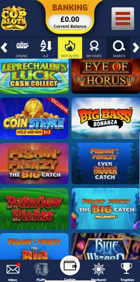 screenshot of the Cop Slots lobby