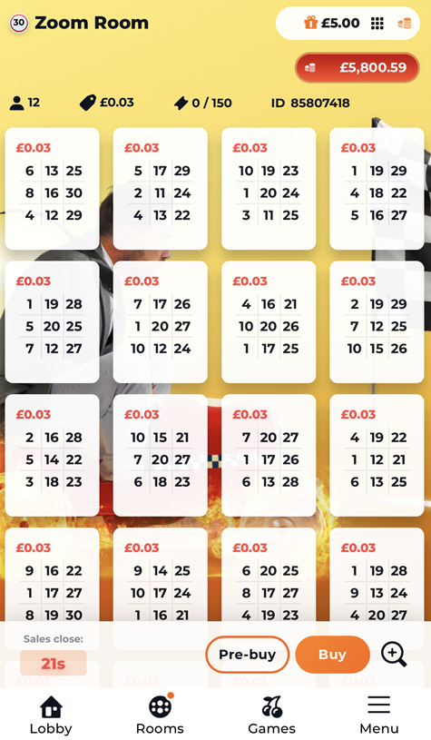 bingo room screenshot at Crush Wins