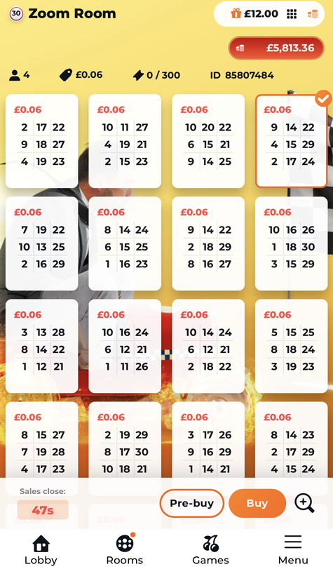 Fairground bingo lobby screenshot