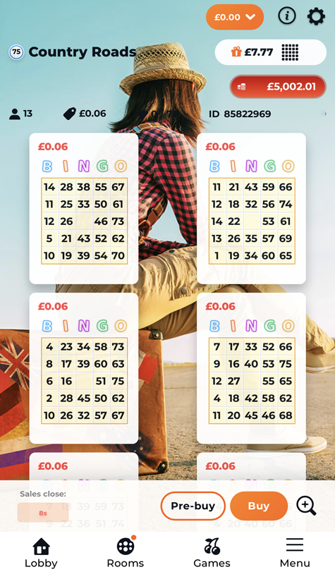 Hyper Slots bingo lobby screenshot