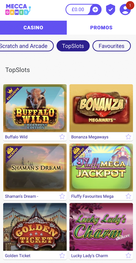 screenshot of the Mecca Games lobby