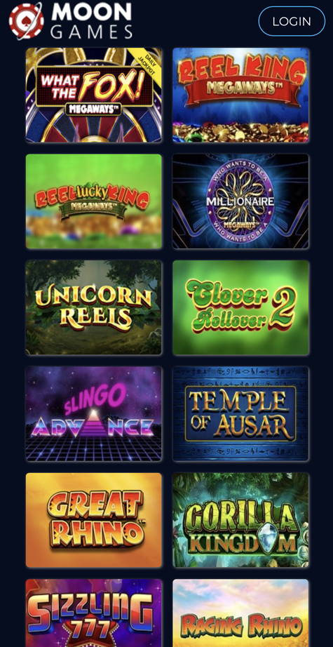 moon games homepage screenshot