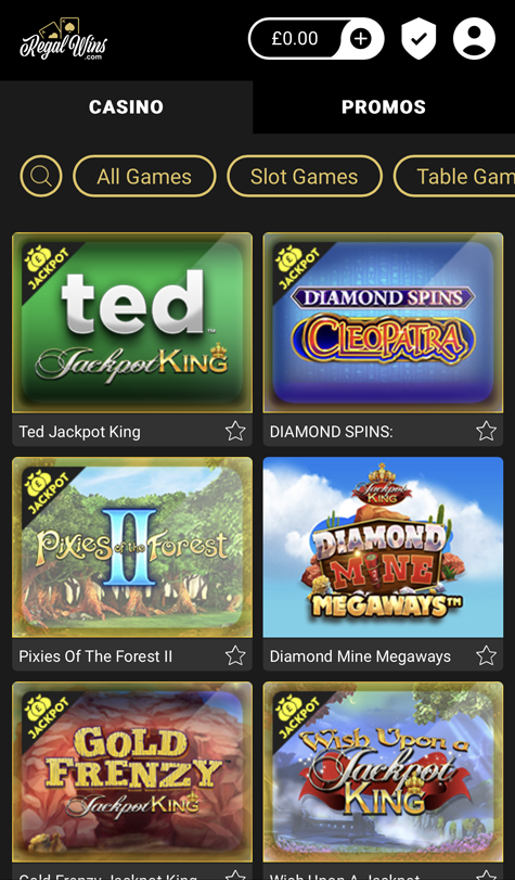 Regal Wins slots lobby