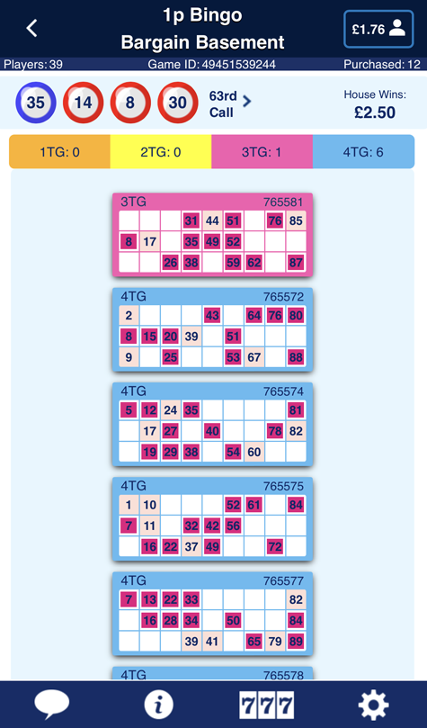 an image capturing a bingo game at William Hill