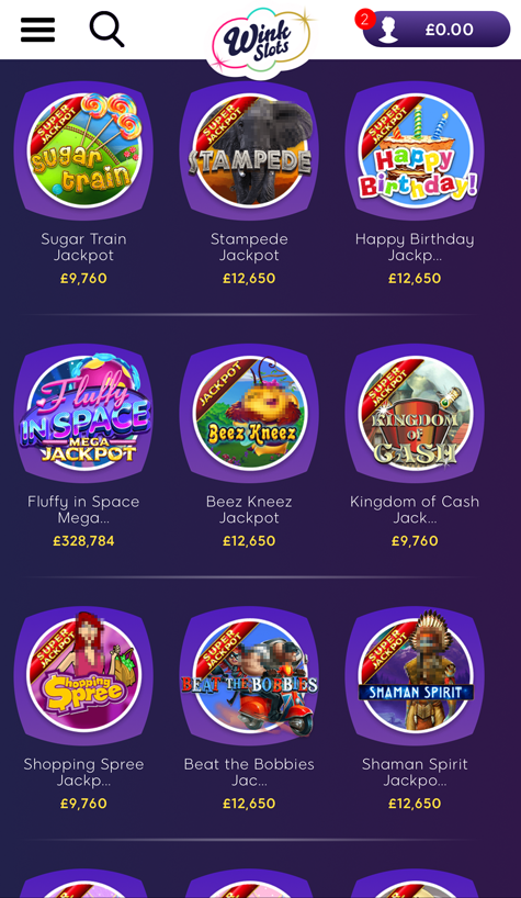 a screenshot of the Wink Slots lobby