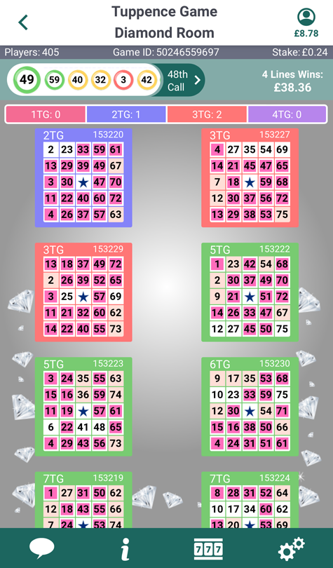 a screenshot of a bingo game being played