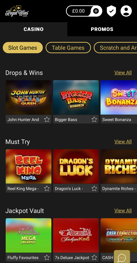 Regal Wins slots lobby