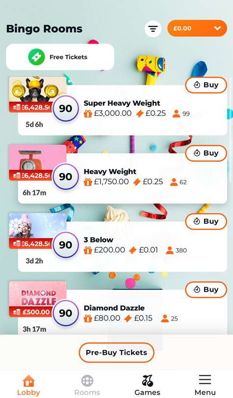 mobile bingo games screenshot
